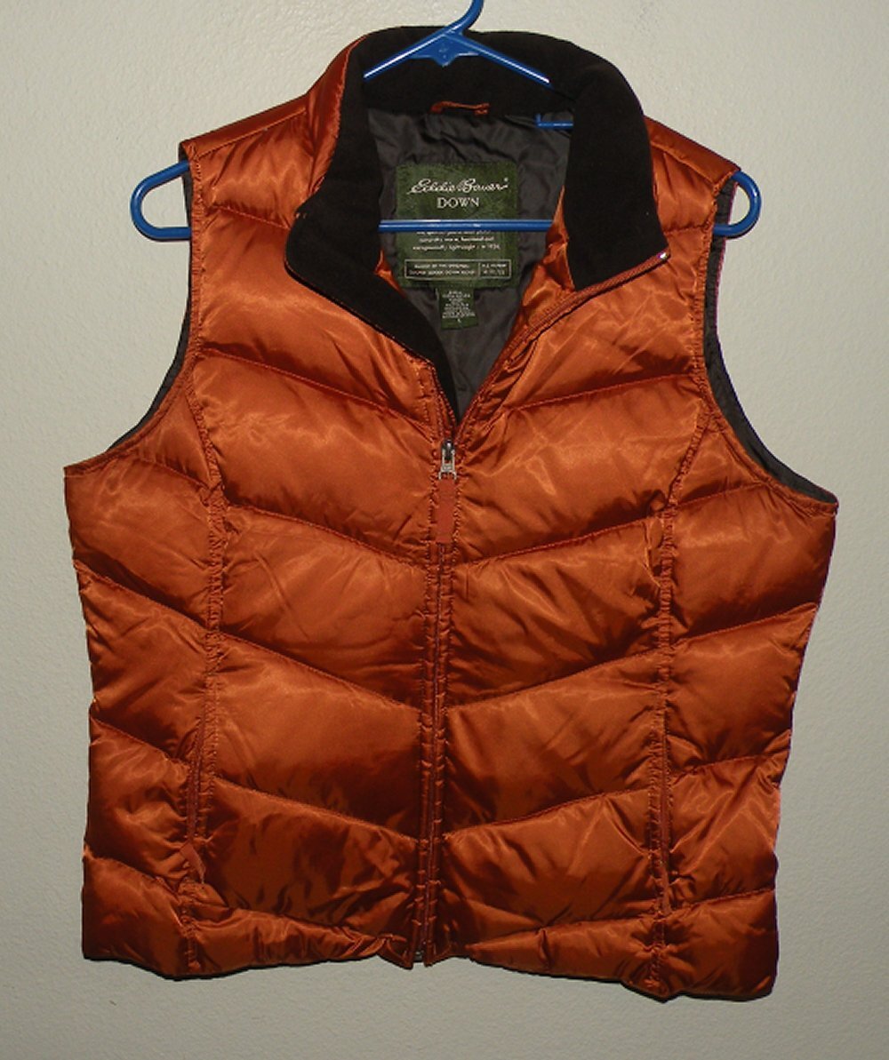 Eddie Bauer Goose Down Women’s Large Zip Quilted Insulated Puffer Vest Rust